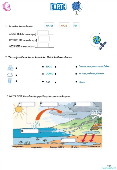 Kindergarten student filling out the Earth Gives Me writing worksheet for Earth Day