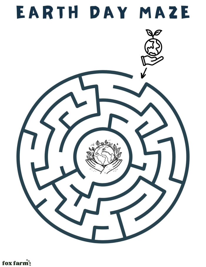 ALT text for Earth maze worksheet featuring a colorful globe design suitable for first graders