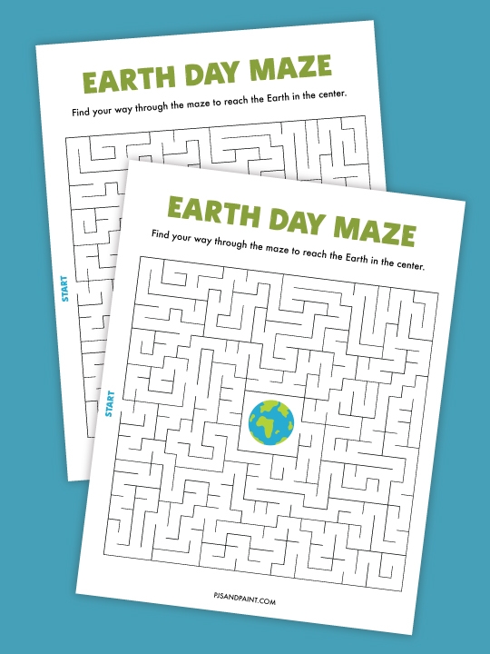 Earth Maze worksheet featuring a colorful globe design, ideal for first graders. Engaging Earth Day activity that encourages children to think about our planet.