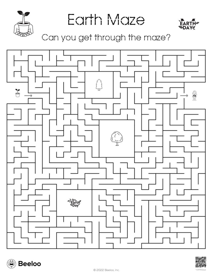 Earth maze worksheet featuring a colorful globe design for first graders