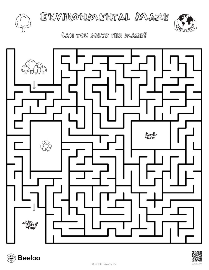 Earth maze worksheet featuring a colorful globe design for kids