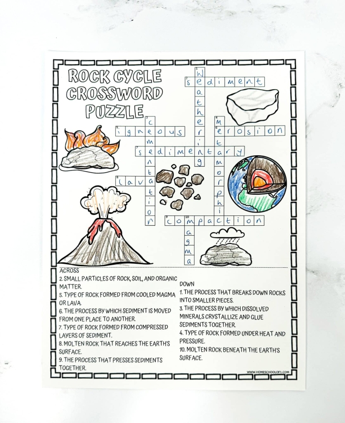 Engaging worksheet image for learning about geological processes and Earth's layers Colorful Earth Rocks! Quick Quiz worksheet for fourth graders exploring geology