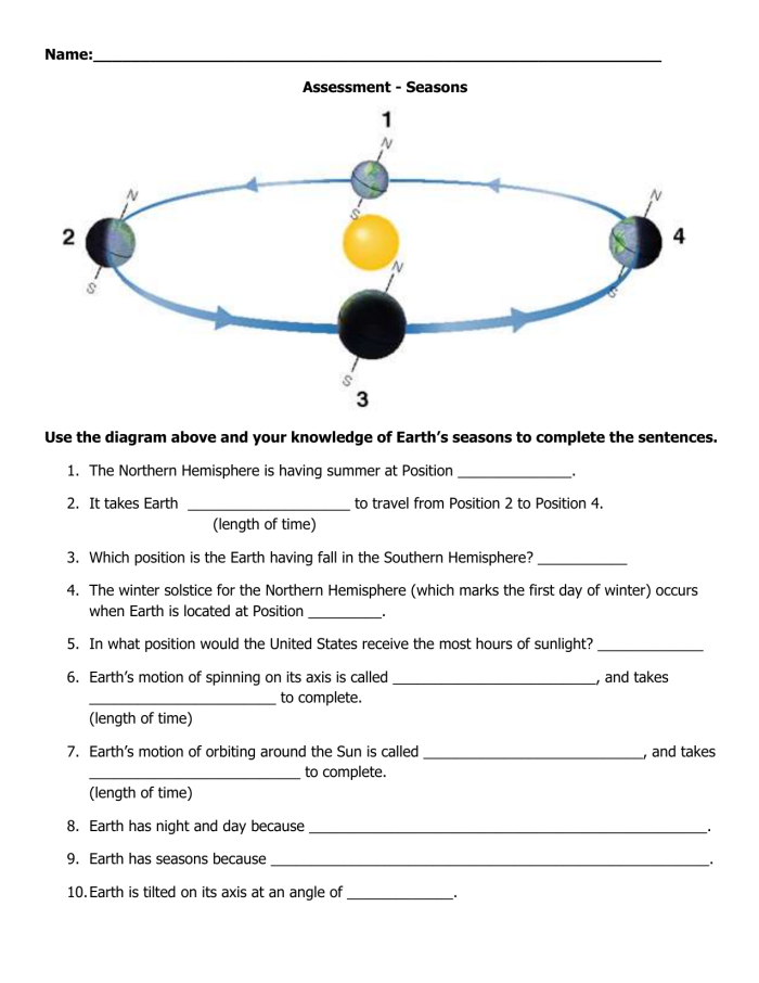 Use a Model to Identify Earth’s Seasons Geometry Worksheet 17 Sixth grade students using a model to identify Earth’s seasons through geometric orbital diagrams