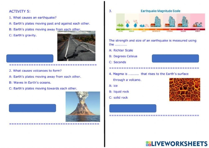 Earthquake Science worksheet for fifth graders focusing on geometry concepts