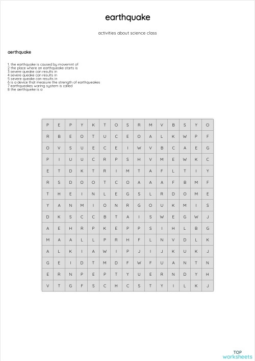 Earthquake Science worksheet for fifth graders focusing on geometric concepts