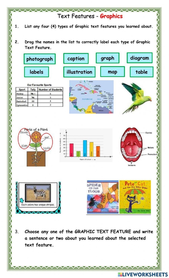 Fourth grade worksheet titled Earthquakes featuring various text features for reading practice