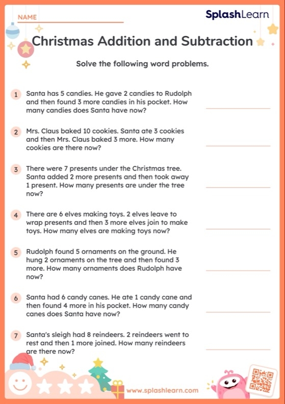 Second Grade Easter Math: Word Problems and Addition Practice Activity 6 Easter-themed addition word problems worksheet for second grade students with colorful illustrations and simple math equations