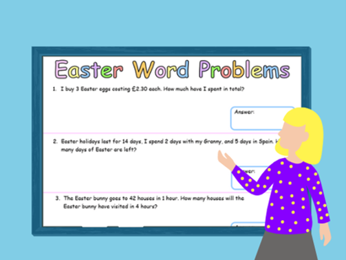 Easter Themed Addition Math Practice Worksheet for Second Grade 12 Second grade math worksheet featuring colorful Easter themed addition word problems
