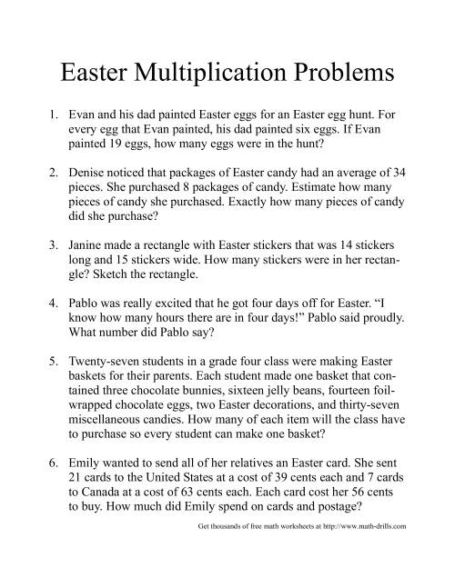 Easter Themed Addition Word Problems Worksheet for Second Grade Math Practice 11 Second grade student solving addition math word problems with an Easter theme on worksheet number 11