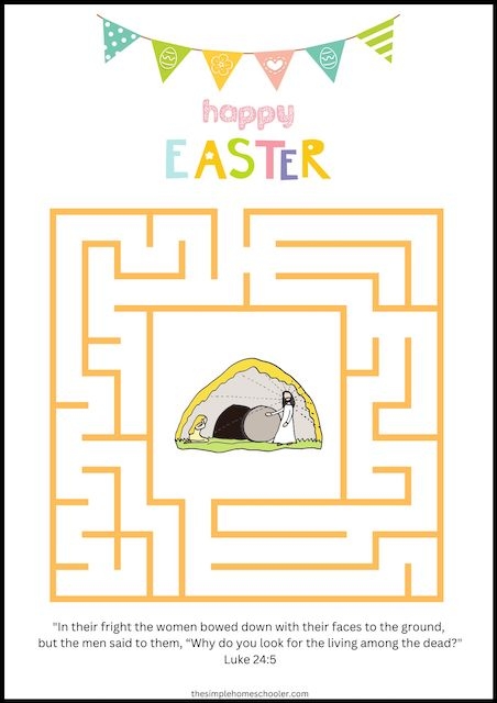 Easter Alphabet Maze worksheet for preschoolers, featuring a bunny tracing letters