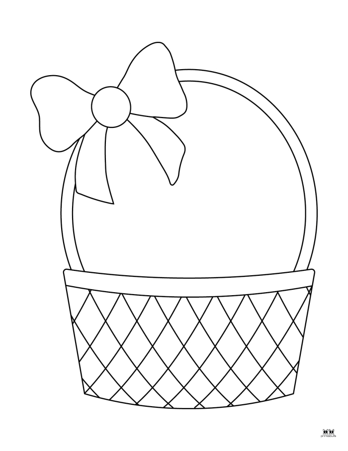 Kindergarten students can practice their fine motor skills by coloring this festive Easter basket and three decorated eggs worksheet.