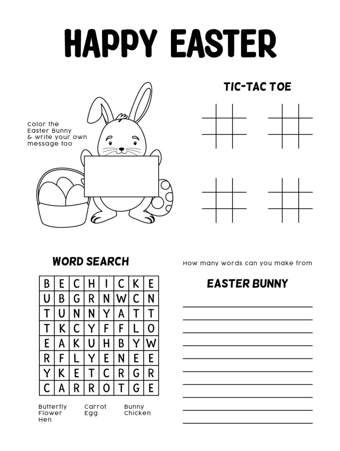 First grade Easter Bunny story fill-in worksheet for alphabet practice 22