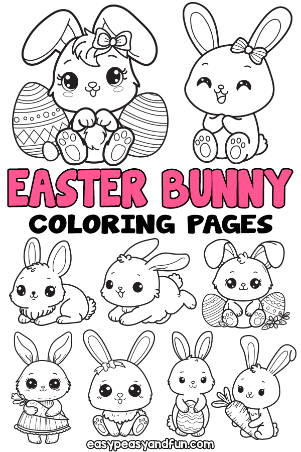 Kindergarten Easter Bunny coloring page showing a cute rabbit peeking from behind a decorated egg