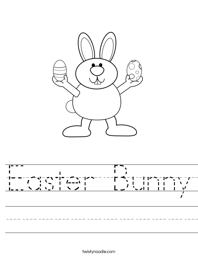 Pre-K worksheet showing Easter Bunny Stand-Ups for coloring and craft time