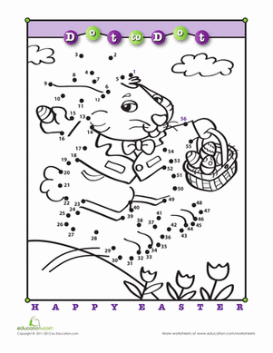 Hop Hop Dot-to-Dot Worksheet 25 Life Science Counting Fun Hop Hop Dot-to-Dot kindergarten worksheet featuring an Easter bunny number counting activity