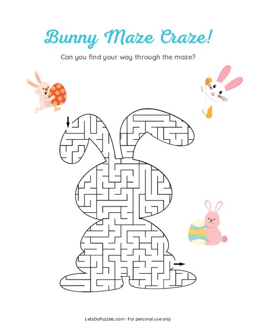Easter Bunny Maze worksheet for Pre-K students focused on subtraction skills