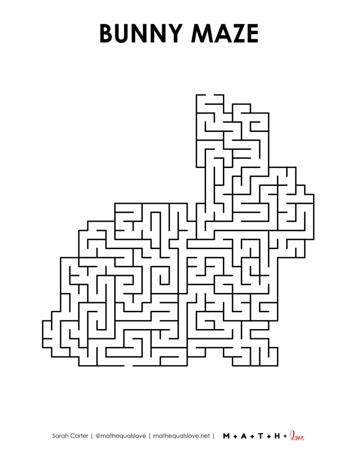 Easter Bunny maze worksheet designed for Pre-K subtraction practice with colorful eggs. Help the Easter Bunny navigate through the maze to gather all his eggs!