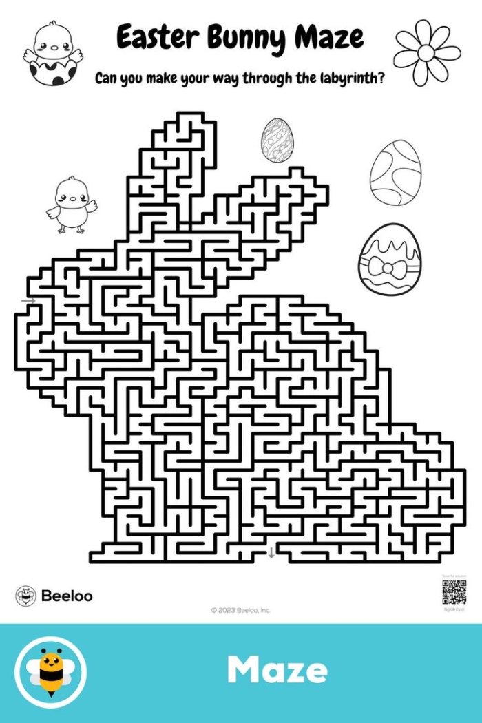 Easter Bunny Maze worksheet for Pre-K students focusing on subtraction skills