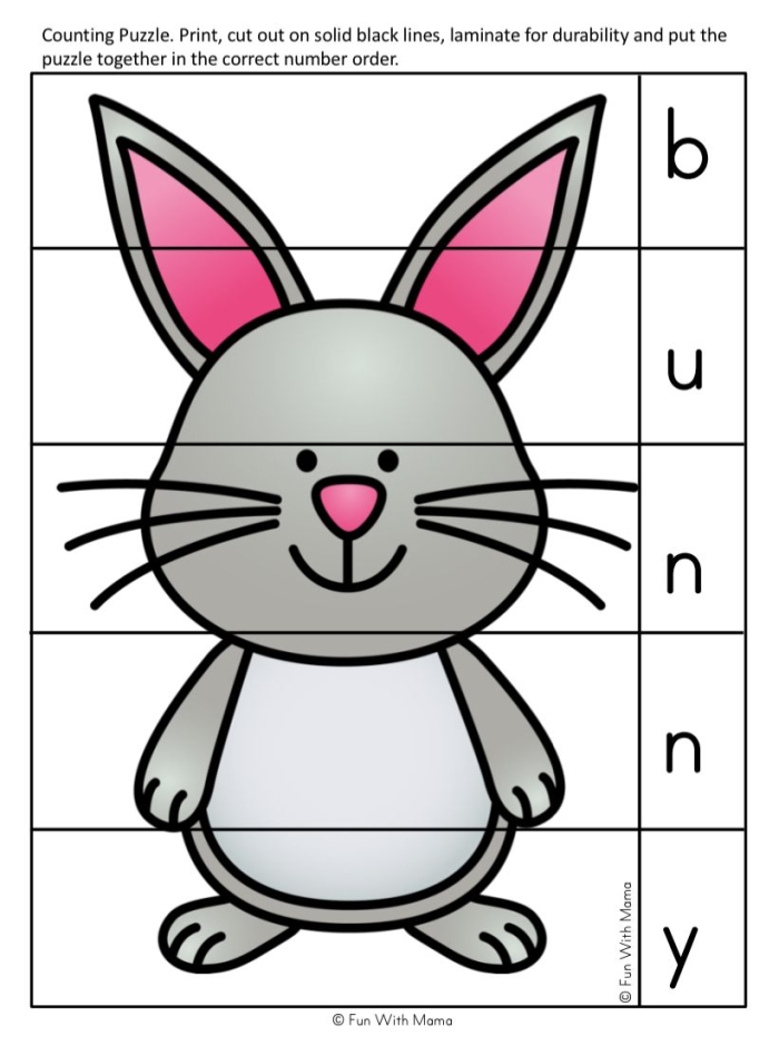 Pre-K students coloring Easter Bunny Stand-Ups worksheet for holiday crafts