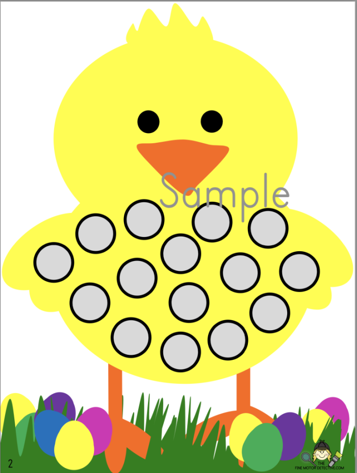 Cute yellow Easter chick stand-up craft with numbers for preschool counting practice