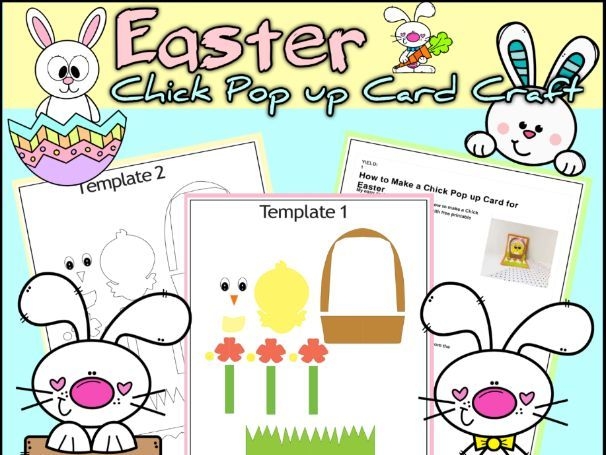 Colorful Easter chick stand-up craft with numbers and counting activities for preschool learners