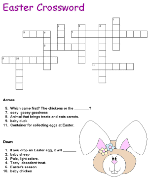 Easter Crossword puzzle worksheet for second grade geometry with spring-themed clues and answers