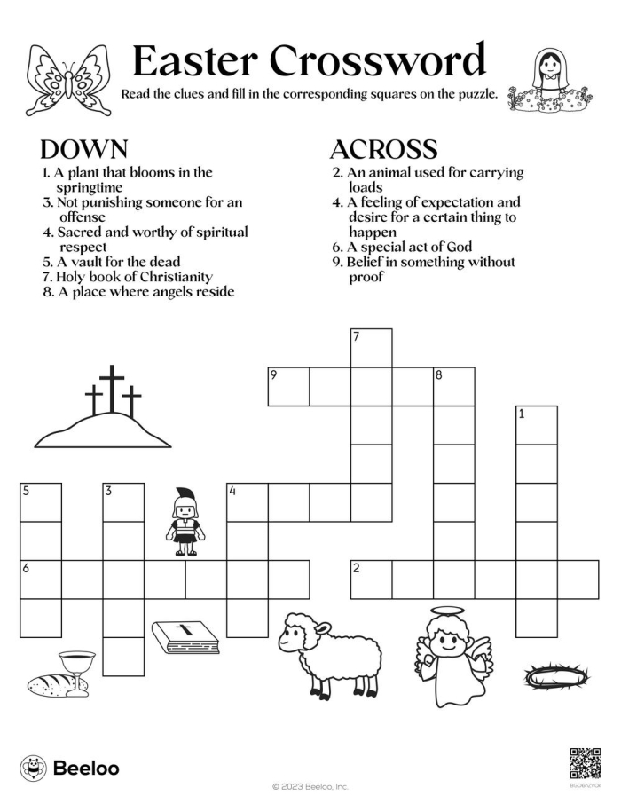 Second grade students solving an Easter themed crossword puzzle worksheet