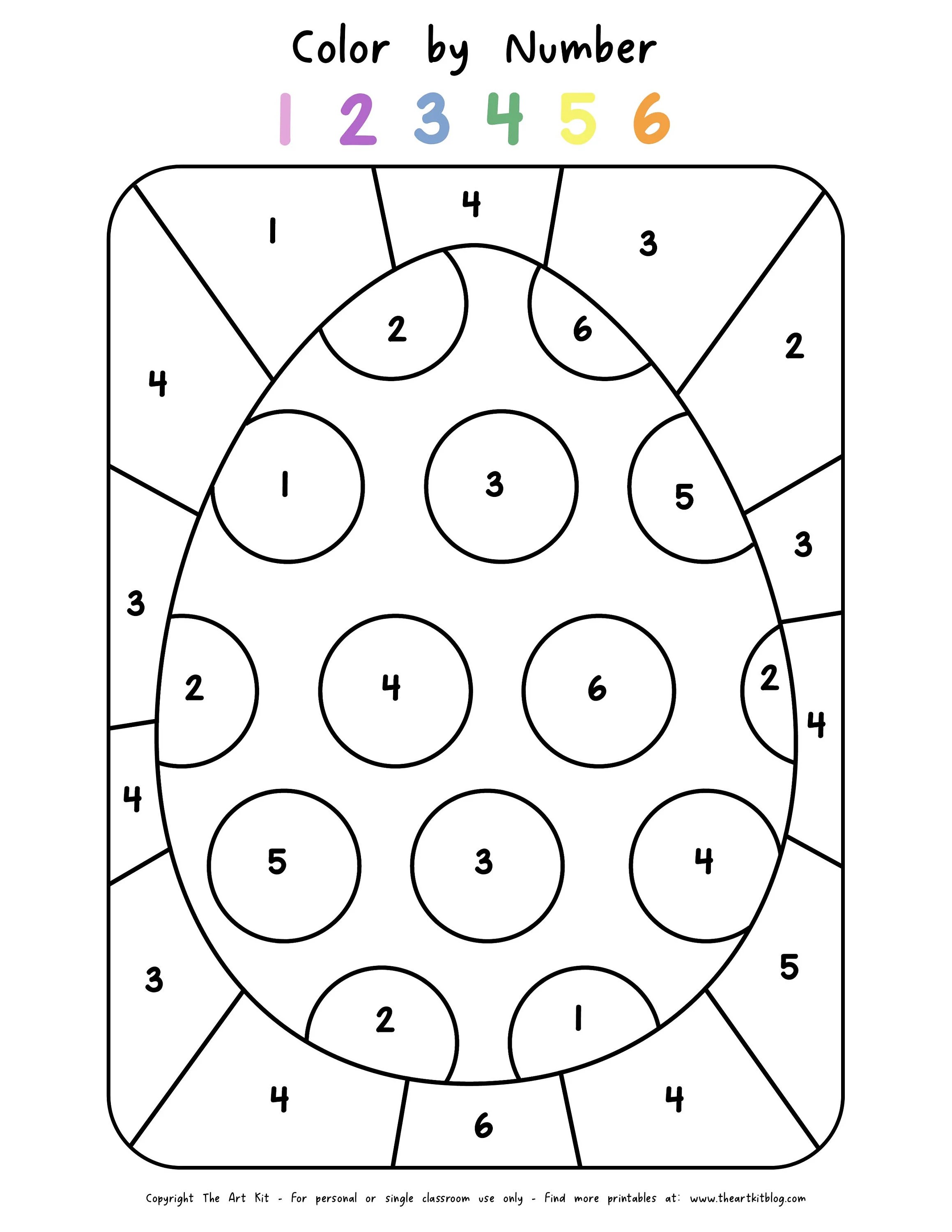 Easter Egg Basket Color by Number worksheet for kindergarten geometry practice