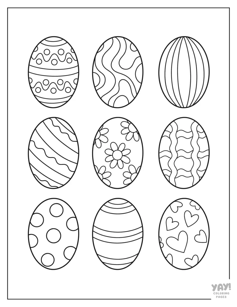 Pre-K reading worksheet featuring the Easter Bunny painting a large blank egg for children to decorate