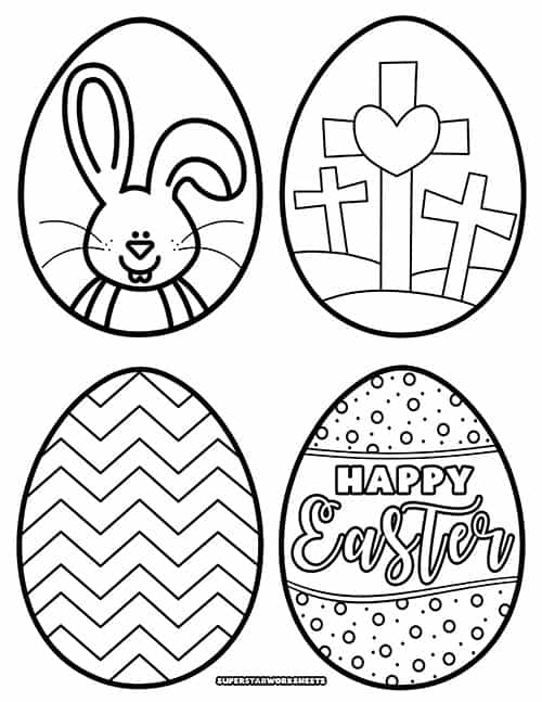 Easter Egg Geometry Coloring Worksheet for Young Learners Image 8 Colorful Easter egg shape with geometric patterns for kindergarten coloring activity number 8
