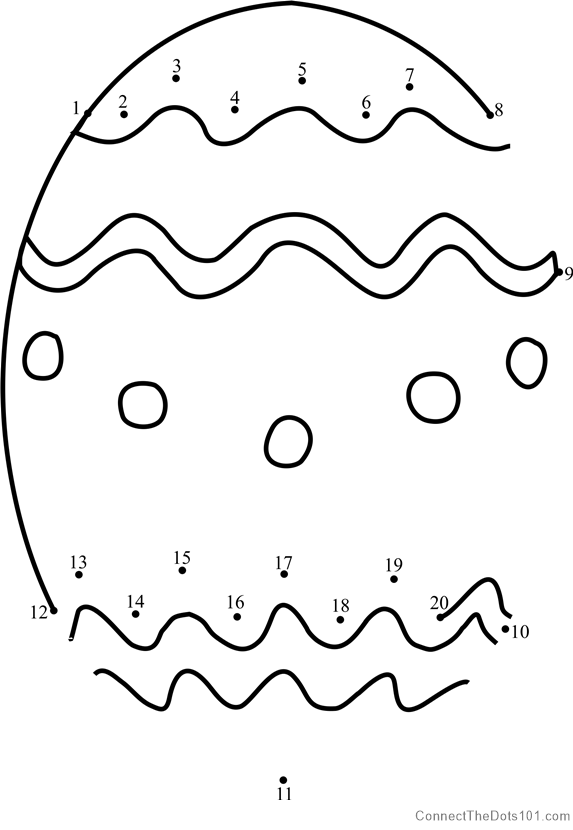 Easter Egg Connect the Dots worksheet featuring a fraction-themed counting activity for preschool learners