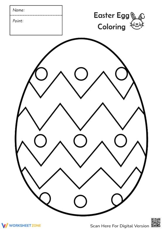 Easter Egg Coloring Page Worksheet Number 11 for Geometry Lessons Kindergarten students coloring a geometric pattern on an Easter egg worksheet
