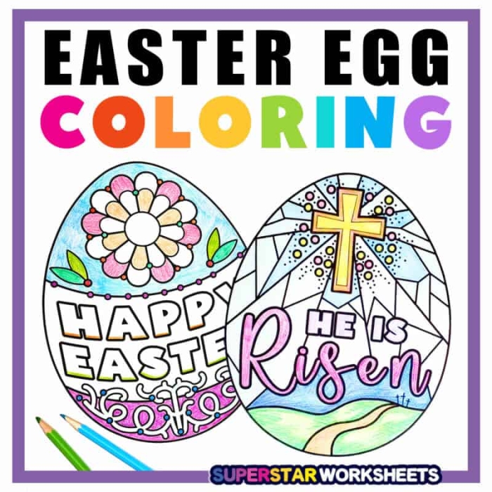 Easter Egg Coloring Page Geometry Worksheet 15 Kindergarten geometry worksheet featuring an Easter egg coloring page for spring practice