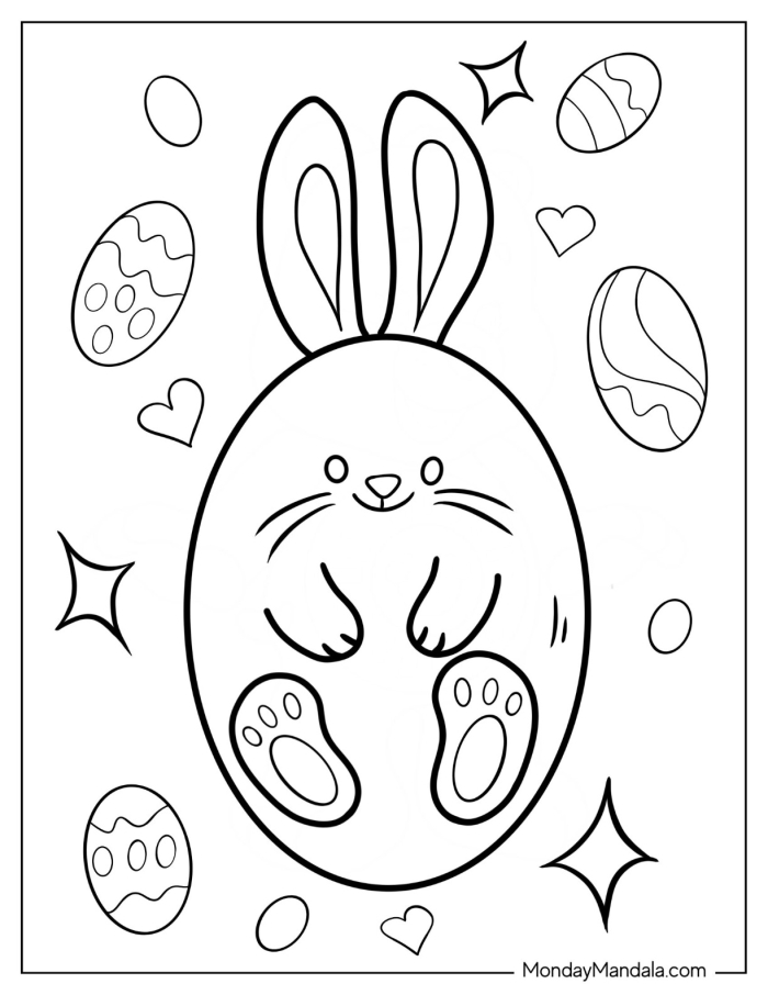 Easter Egg Coloring Page Worksheet 7 for Kindergarten Math and Geometry Kindergarten student coloring a patterned Easter egg worksheet for a geometry art activity