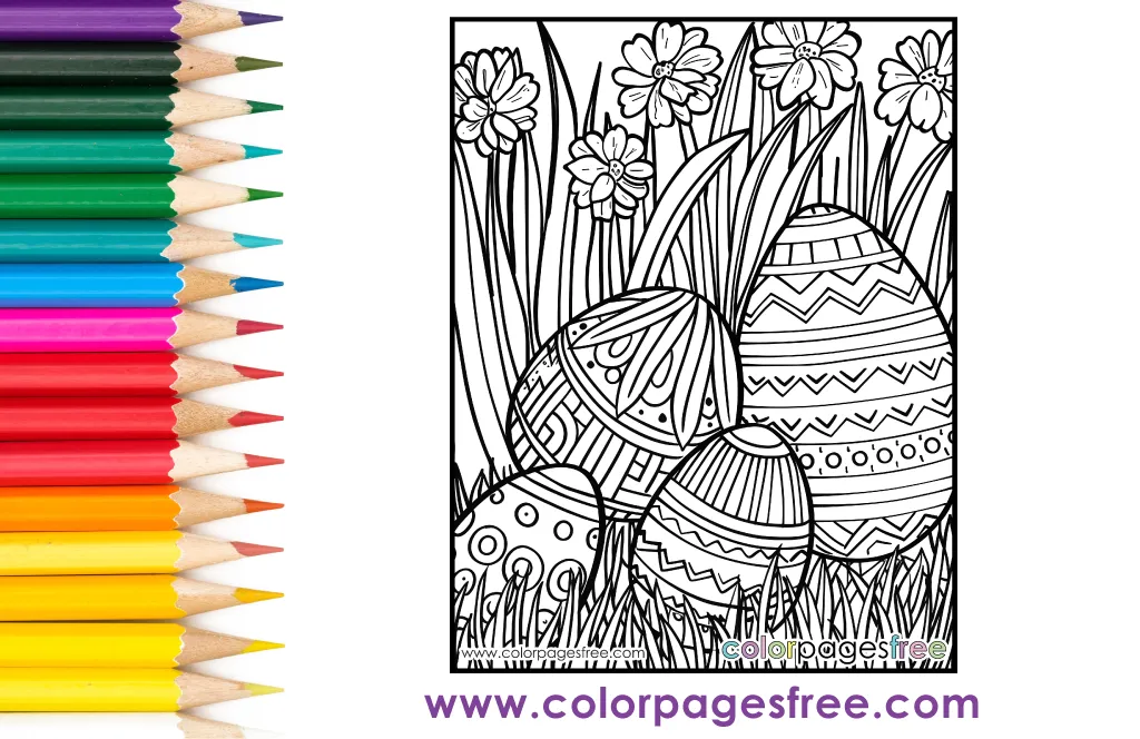 Kindergarten worksheet featuring a fun Easter egg hunt coloring activity for science class
