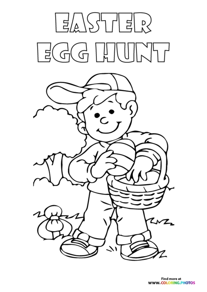 Kindergarten student coloring an Easter egg hunt activity sheet for science class