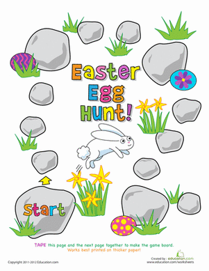 Engaging Easter activity for children to enjoy while parents prepare dinner Colorful worksheet featuring the Easter Egg Hunt Game for first graders