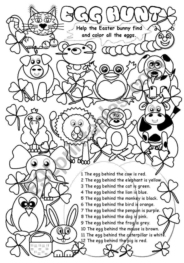 Engaging Easter activity worksheet for children to enjoy with their parents A colorful worksheet featuring the Easter Egg Hunt Game for first graders