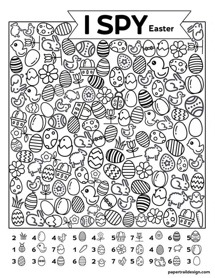 Printable Easter eggs and bunnies algebra worksheet for pre-k students