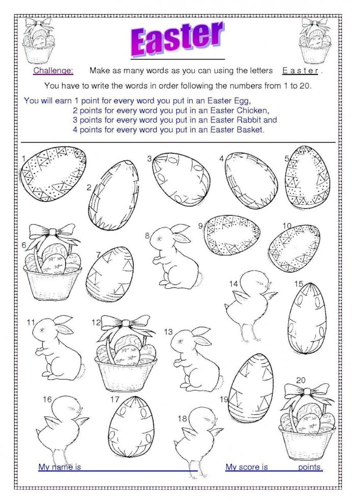 Engaging Easter Goodies Game for young learners to enhance critical thinking skills Easter-themed game worksheet featuring strategy and logic for second graders