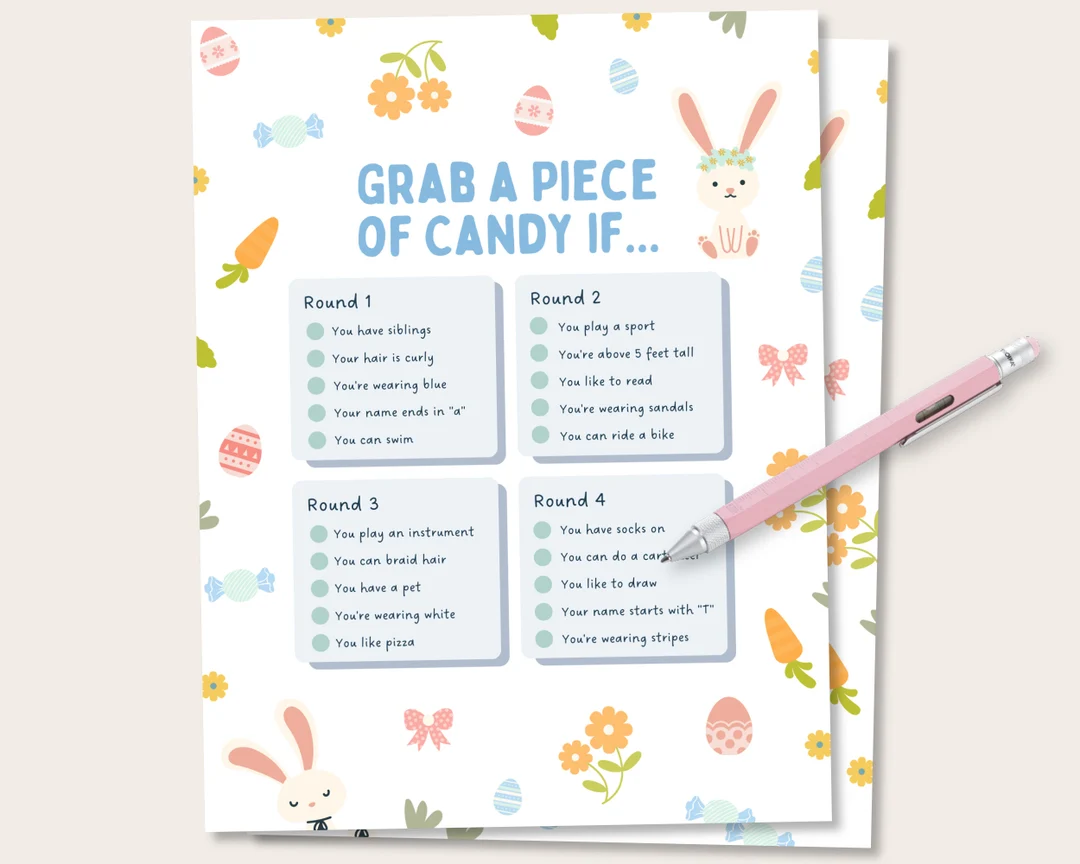 Engaging Easter-themed math game designed to challenge young minds and promote critical thinking Colorful Easter Goodies Game worksheet for second graders focusing on strategy and logic skills