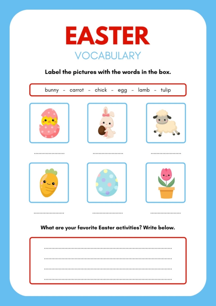 Engaging Easy Easter Idioms worksheet for enhancing vocabulary skills Easter-themed worksheet focusing on idioms for fourth-grade reading students