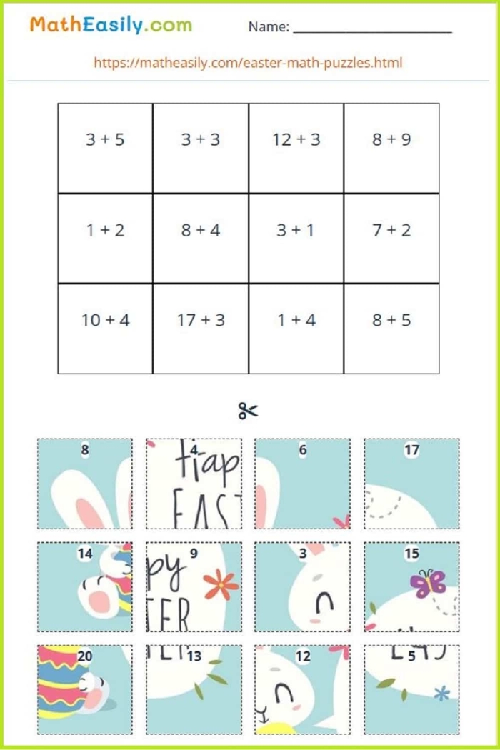 Easter Math Busy Bee Addition worksheet for Pre-K students featuring visual counting problems