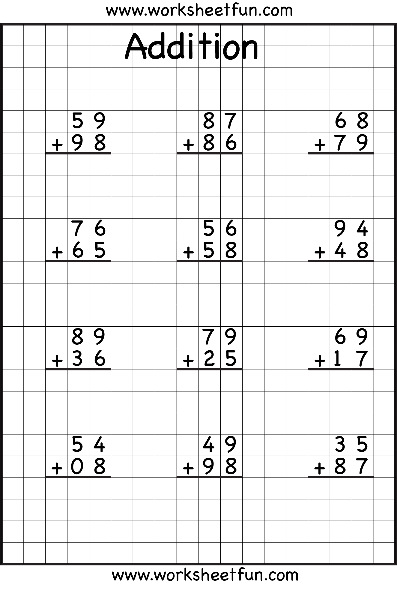 Easter Math Practice: Two-Digit Addition Exercise for Elementary Learners Second grade students practicing two-digit addition with Easter-themed math problems on a colorful worksheet