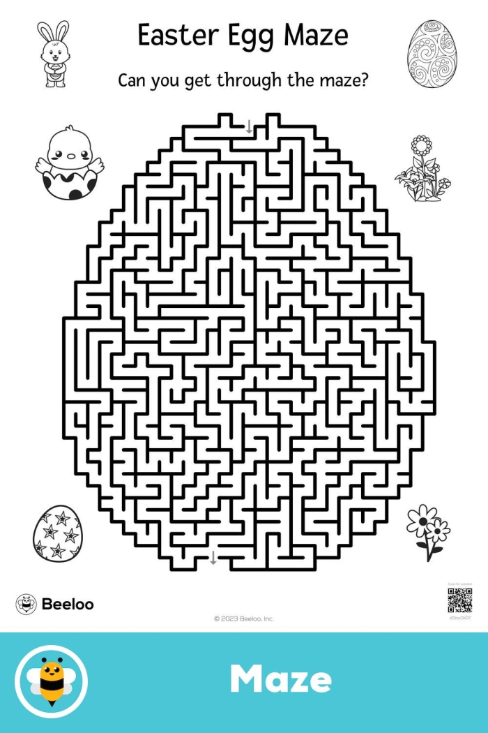 First grade geography students navigating through a fun Easter egg themed maze worksheet