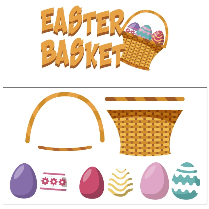 Kindergarten student holding an open Easter mini-book craft project with colorful egg and bunny illustrations on white pages