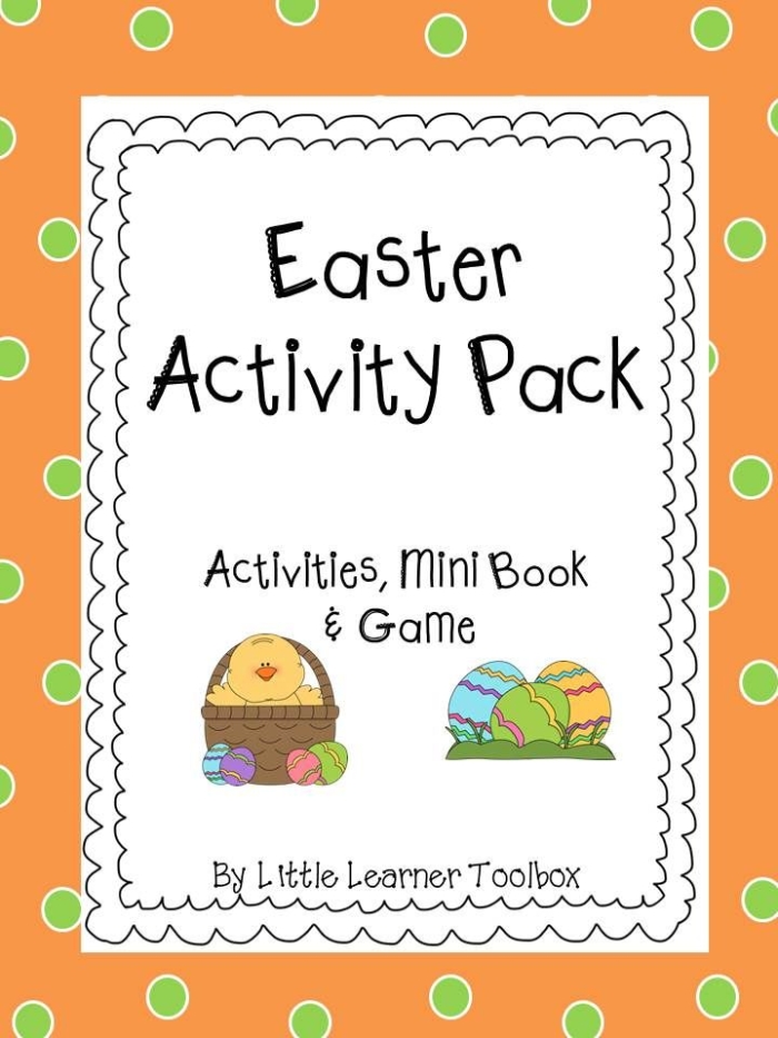 Kindergarten student holding a completed Easter Mini-Book worksheet on Earth and Space Science