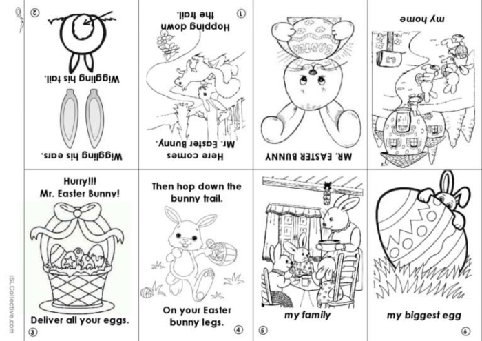 Kindergarten student creating a colorful Easter mini-book with holiday learning activities and illustrations