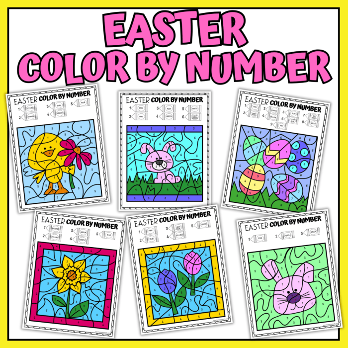 Easter Bunny Color By Number Worksheet for Young Learners A bouncing bunny spreads Easter eggs across the countryside in this colorful number recognition activity for kindergarteners