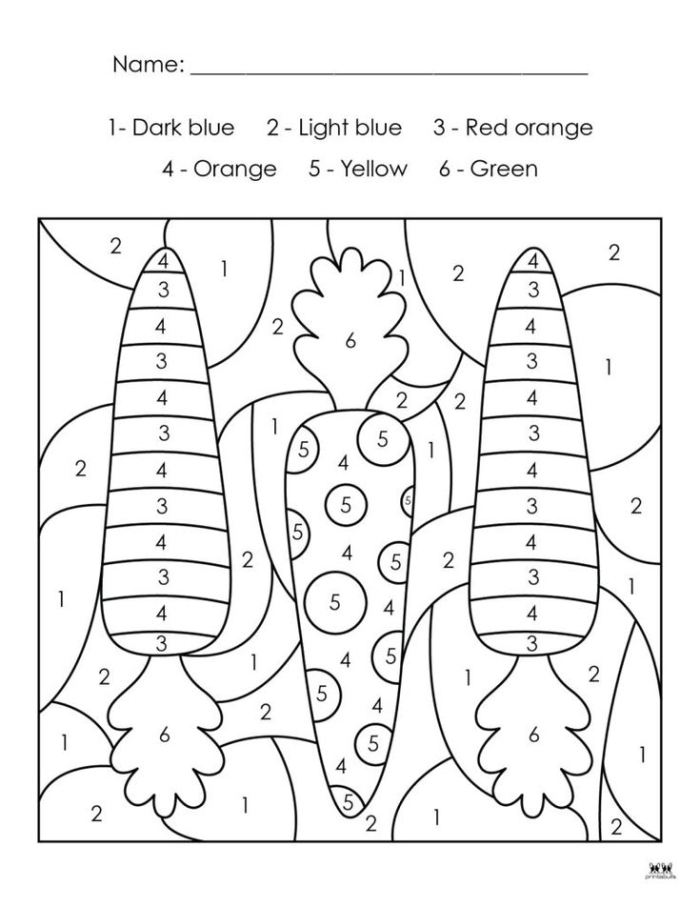 Easter Color By Number Worksheet for Kindergarten Number Practice 6 Kindergarten student coloring an Easter bunny number recognition worksheet